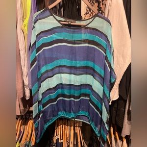 “Karen Kane” sheer 100% silk blouse. Size L.